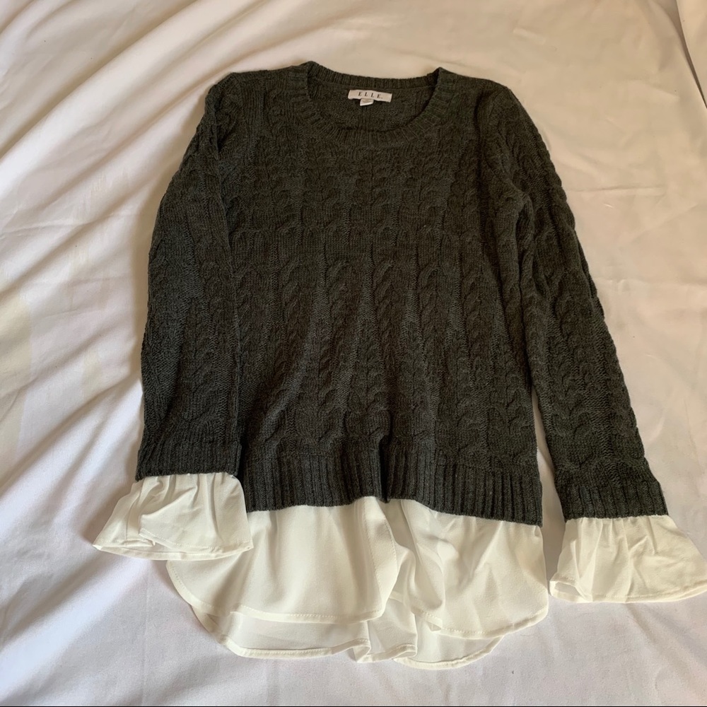 Sweater With Sheer Cuff and Waistband